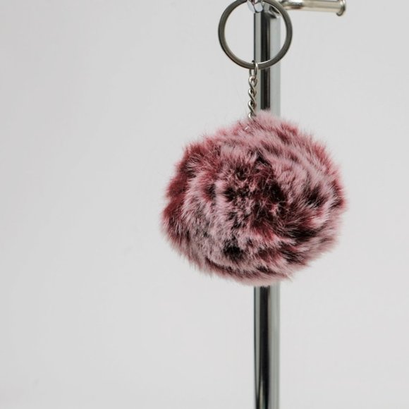 Fur Ball Keychain For Fall Winter Handbags, Backpack, Diaper Bag  Burgun… - Picture 2 of 5